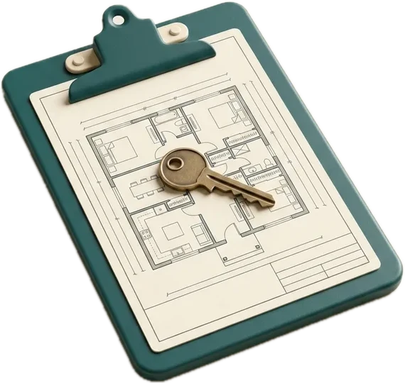 3D render of a leasing clipboard representing Sentus Leasing and move-in