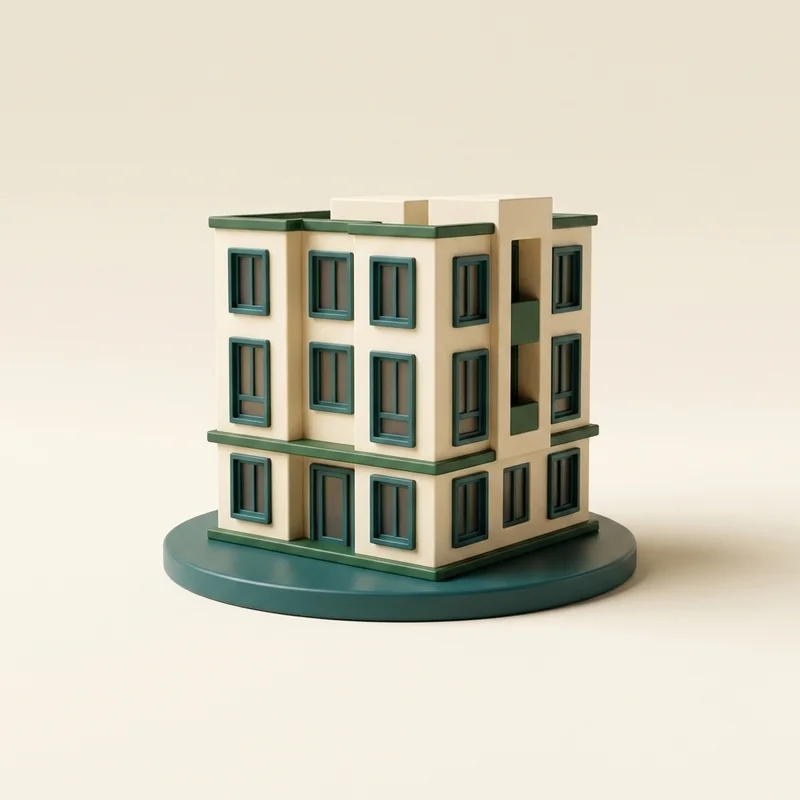 Teal 3D house model representing owner reporting and asset visibility