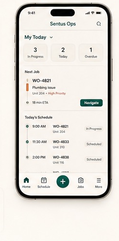 Sentus maintenance mobile proof capture.